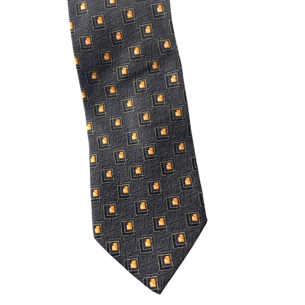 Ermenegildo Zegna Men's Necktie Gray with Square Geometric Design